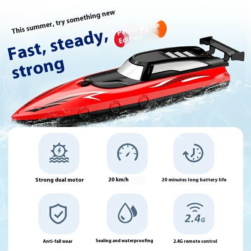 "Electric Double Propeller RC Speedboat – Rechargeable Water Racing Toy"