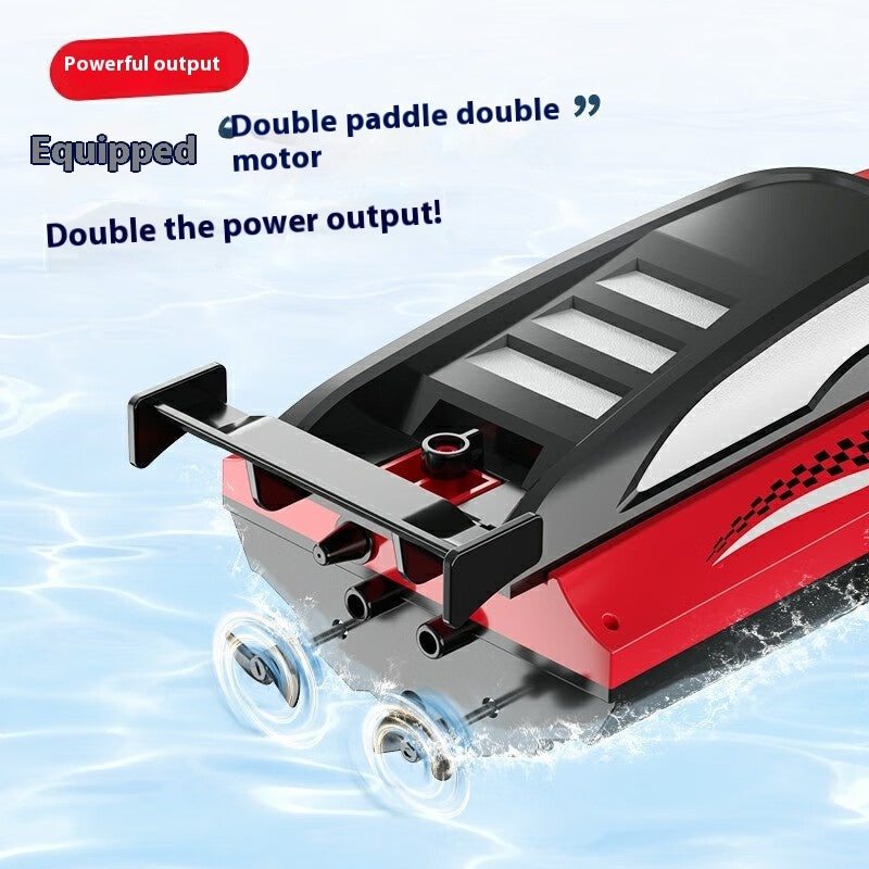 "Electric Double Propeller RC Speedboat – Rechargeable Water Racing Toy"