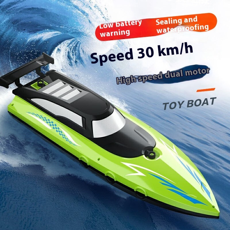 "Electric Double Propeller RC Speedboat – Rechargeable Water Racing Toy"