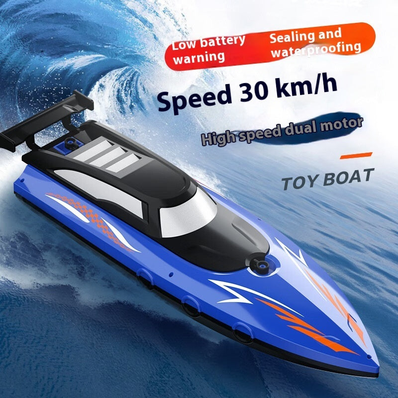 "Electric Double Propeller RC Speedboat – Rechargeable Water Racing Toy"
