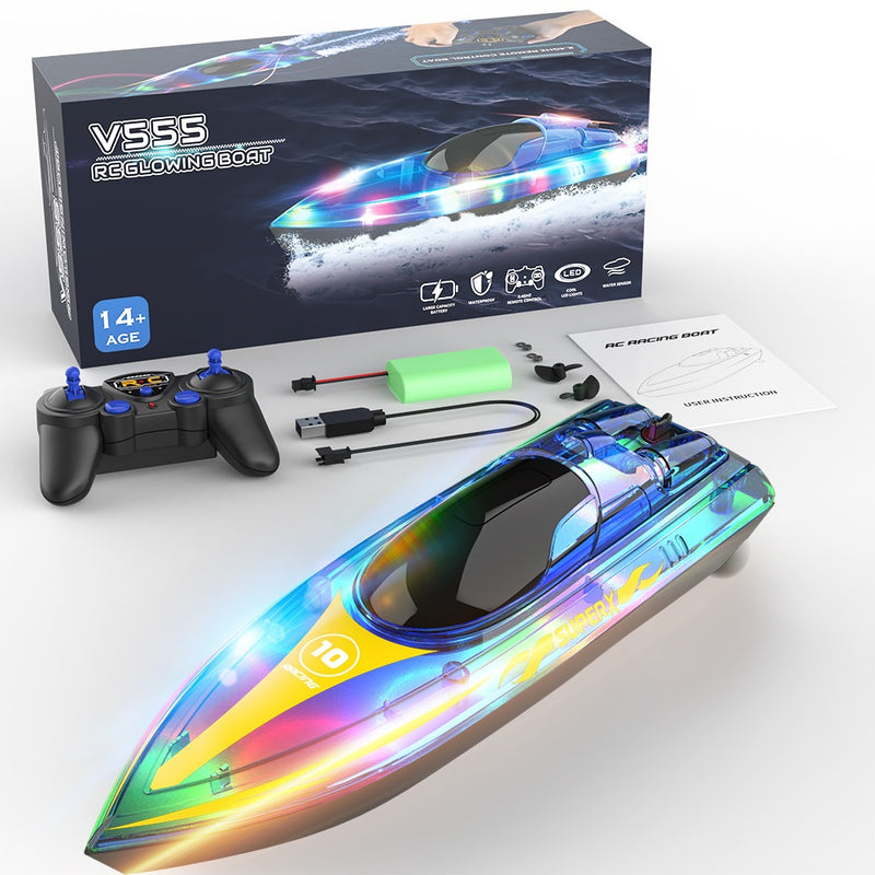 "Luminous High-Speed RC Speedboat – LED Lights"