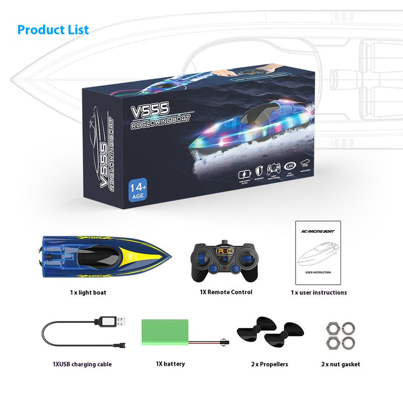 "Luminous High-Speed RC Speedboat – LED Lights"