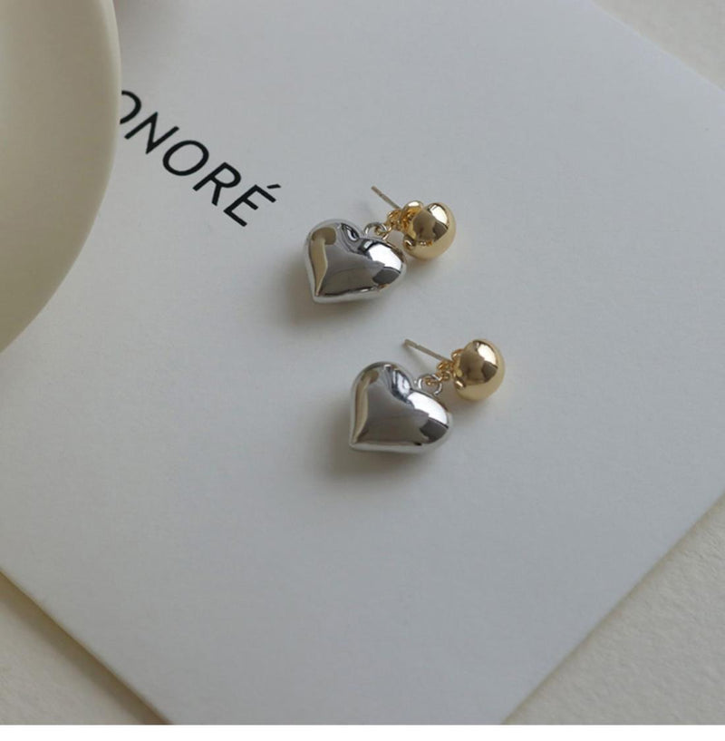 "Luxe Heartbeat – 3D Contrast Love Sterling Silver Studs"