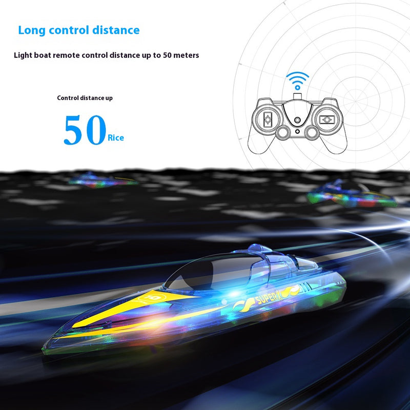 "Luminous High-Speed RC Speedboat – LED Lights"