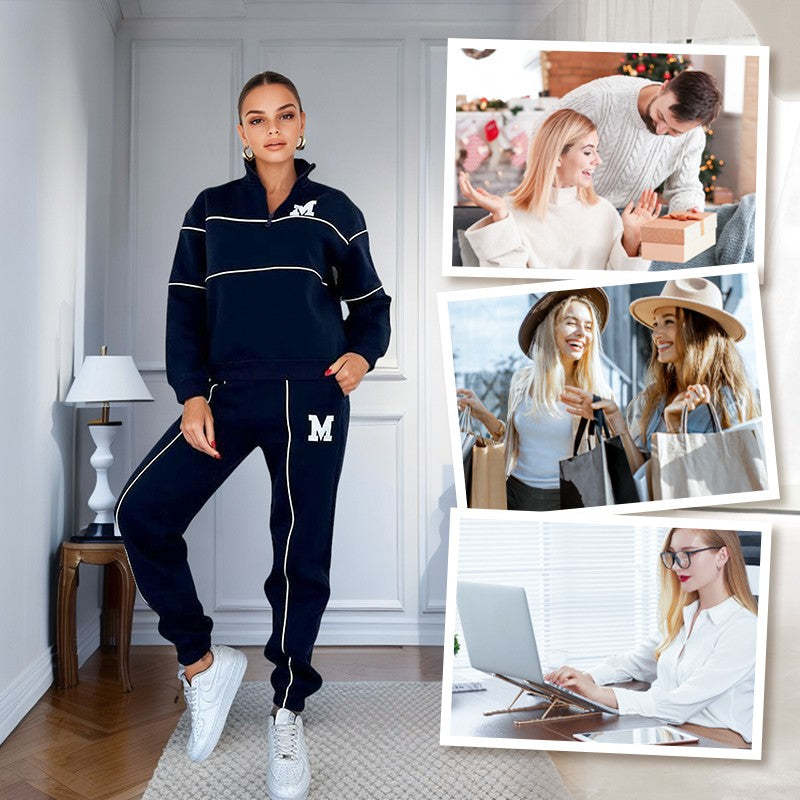 "Women's 2-Piece Lounge Set – Hoodless Pullover Sweatshirt and Baggy Sweatpants with Pockets"