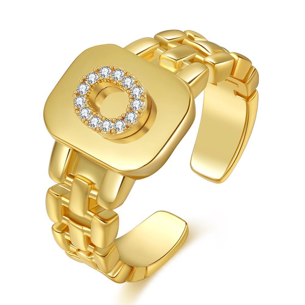 "Fashion Jewelry Letter Series Gold-Plated Zircon Strap Design Ring"