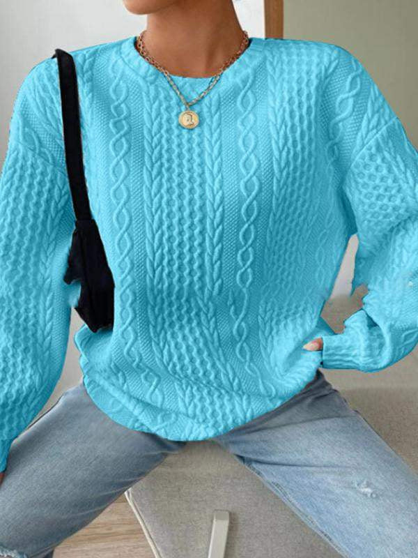 "Women's Casual & Comfortable Jacquard Round Neck Sweater – Effortless Style Meets Cozy Comfort"