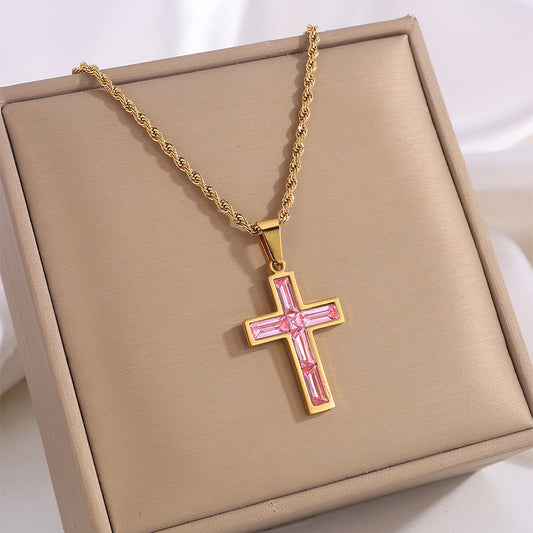 European And American Ing Style Diamond Cross Necklace Unique No Color Fading