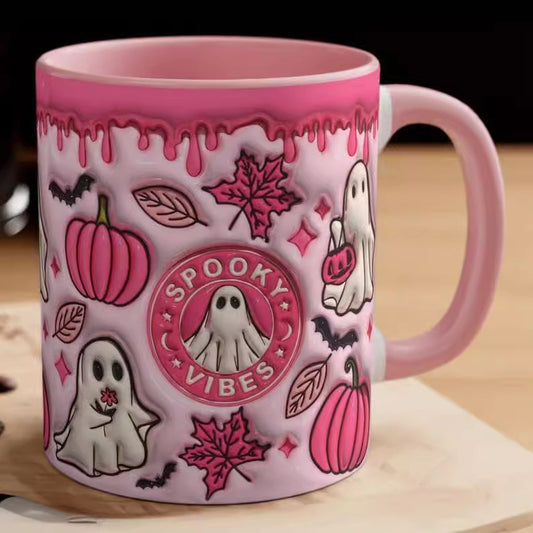 "Halloween Pumpkin Ceramic Coffee Mug – Festive and Spooky Pumpkin-Themed Mug for Hot Beverages, Perfect for Fall and Halloween Celebrations"