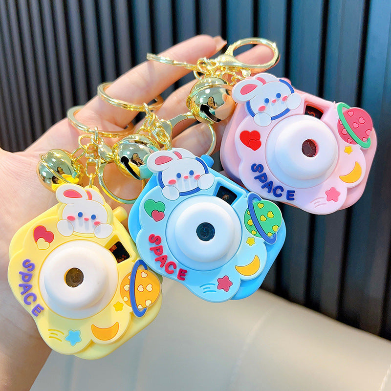 "Bunny Starry Sky Projection Camera-Shaped Keychain Pendant – Adorable and Magical Accessory"