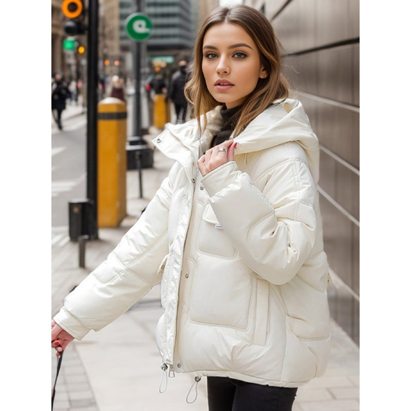 "Hooded Down Cotton Women's Jacket – Short and Stylish Winter Essential"