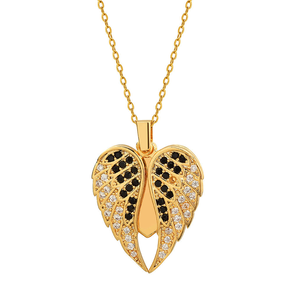 "Heart-Shaped Cross-Border Zircon Necklace with Engraved Opening Pendant – Customizable Luxury for Women"