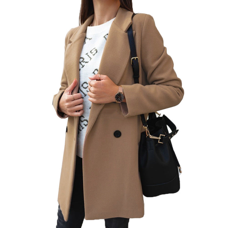 "Elegant Women's Woolen Coat – Cozy and Stylish Outerwear for Fall & Winter"