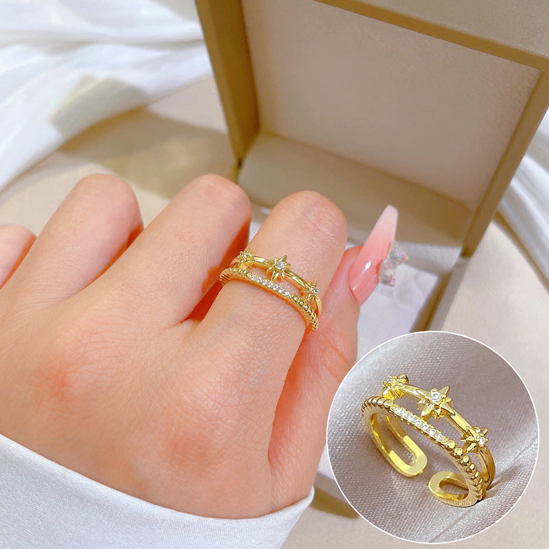 "Elegant High-Grade Zircon Ring for Women – Adjustable & Luxurious Design"