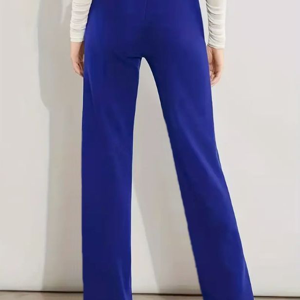 "High Waist Slimming Casual Solid Color Straight-Leg Trousers – Four Seasons Stretch for Effortless Style"