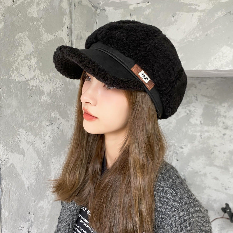 "Autumn & Winter Woolen Thick Warm Peaked Cap – Cozy Fashion for Cold Weather"