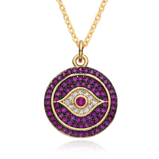 "Bold European & American Devil's Eye Necklace – Exaggerated Round Pendant for Statement Style"