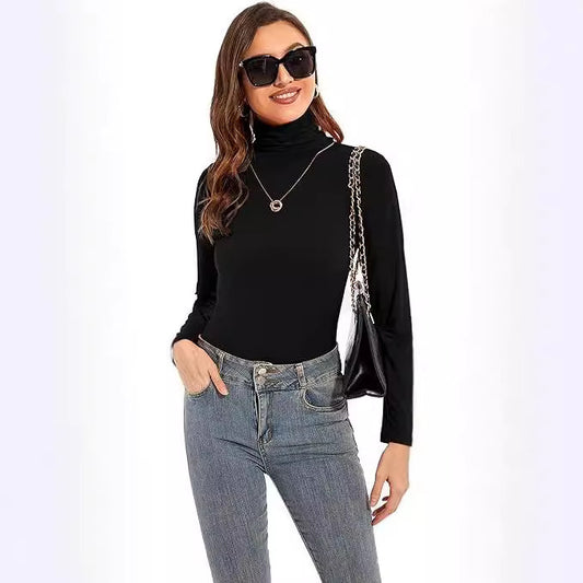 "Women's Slim-fit Turtleneck Base Shirt – Elegant and Graceful Essential"