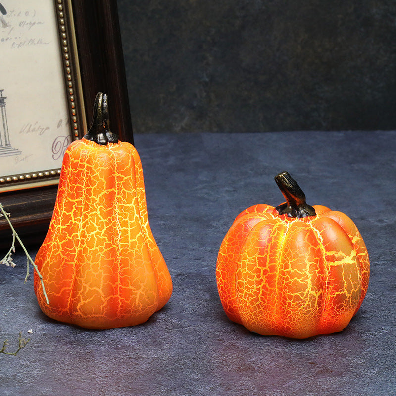 "Halloween LED Pumpkin Lantern – Realistic Resin Candle Lamp for Festive Decor"