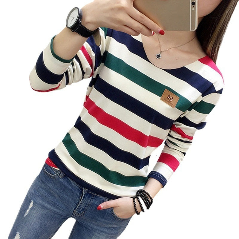 "Korean Spring and Autumn T-Shirt: Women's Fashionable Casual Top"