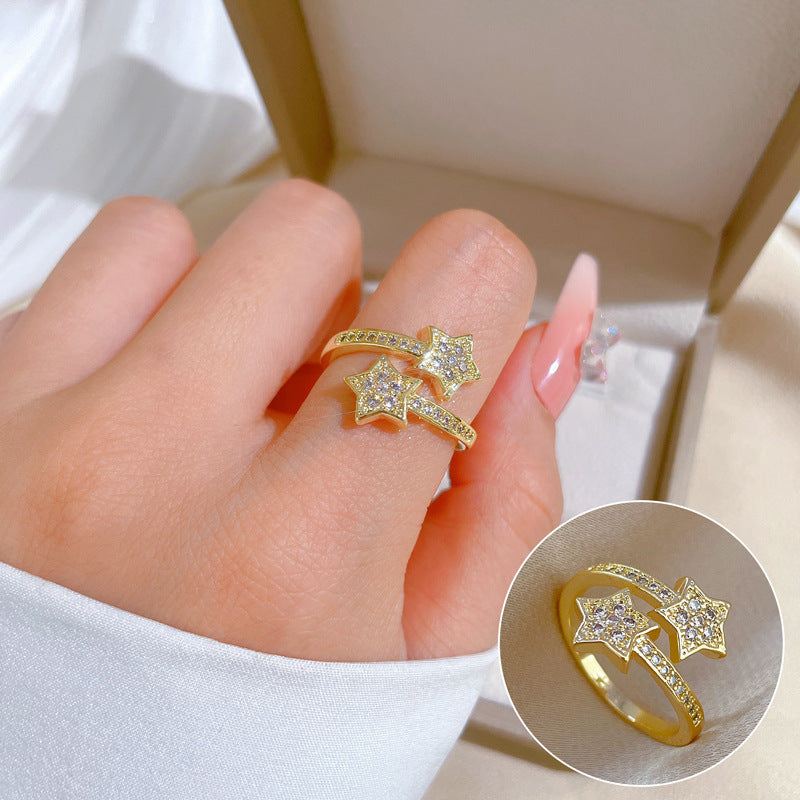 "Elegant High-Grade Zircon Ring for Women – Adjustable & Luxurious Design"