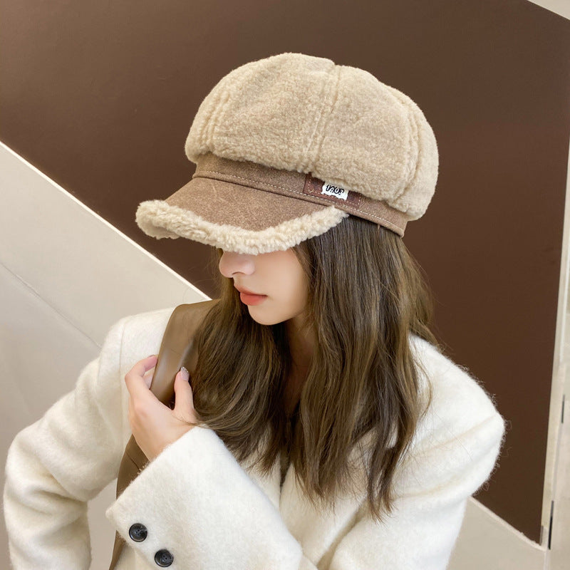 "Autumn & Winter Woolen Thick Warm Peaked Cap – Cozy Fashion for Cold Weather"