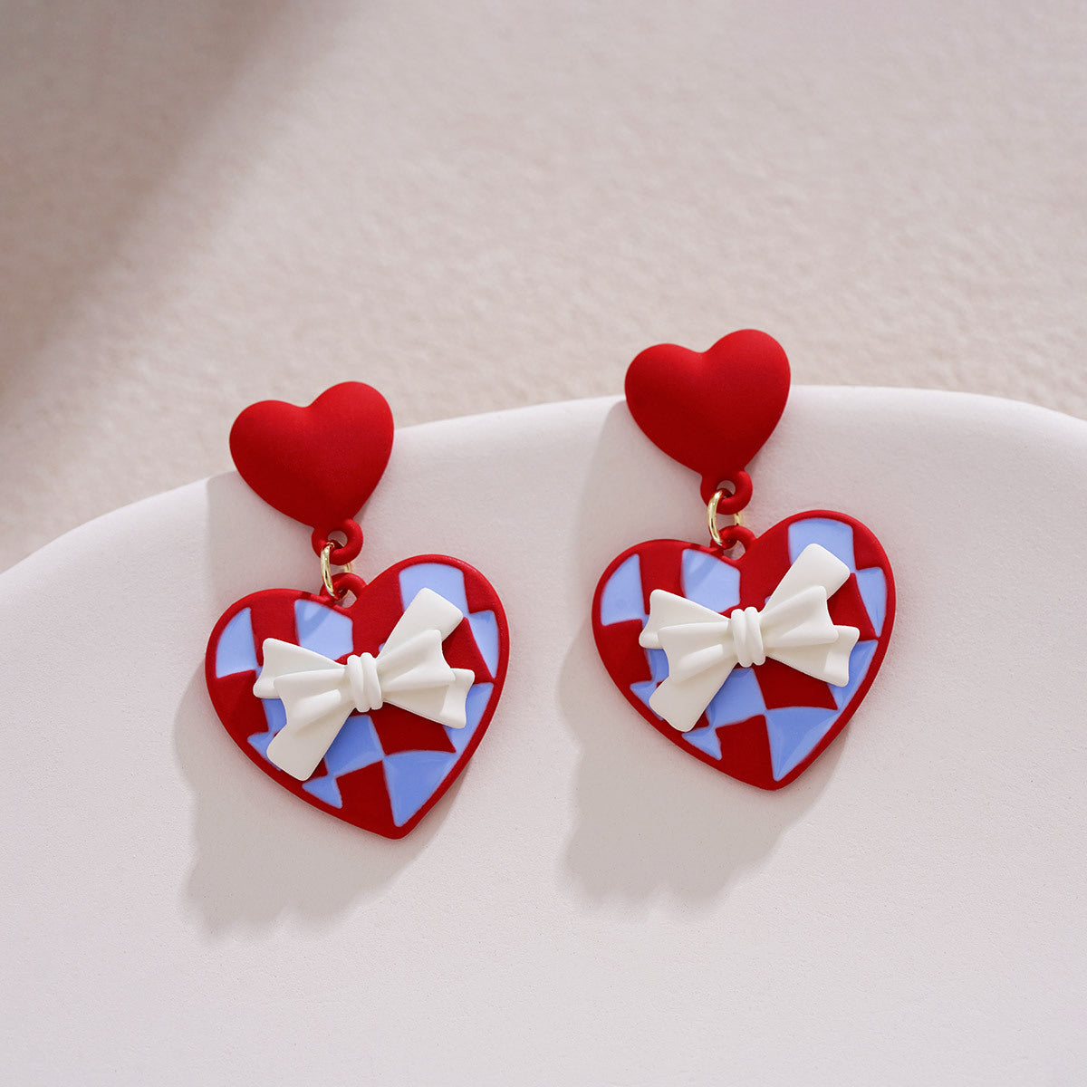 "Red Love Bow Earrings – Sweet & Elegant Design for Women | Perfect Christmas & Valentine's Day Gift"