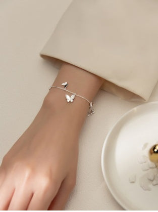 Mloveacc Shell Butterfly Handmade Charm Bracelets Girls Rose Gold Gifts For Women 925 Sterling Silver Jewelry Female Chain