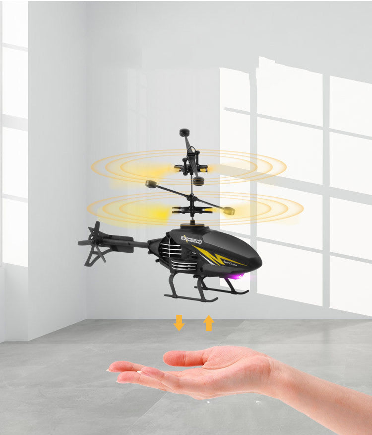 "Remote Control Induction Flying Chopper Plane – Exciting Toy for Kids"