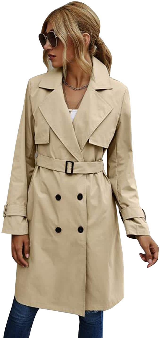 "European & American Autumn Women's Double-Breasted Fashion Casual Trench Coat"