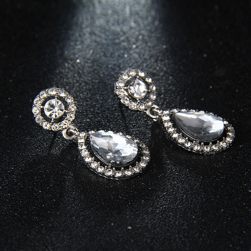 Simple Diamond-Set Zircon Earrings