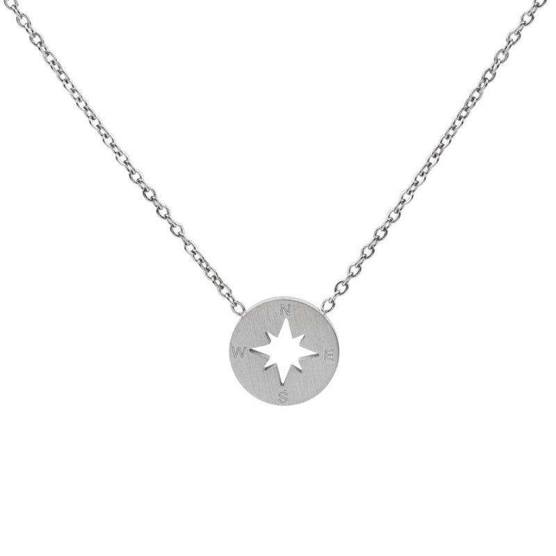 Round Disc Necklaces Pendant  Women Compass Necklace