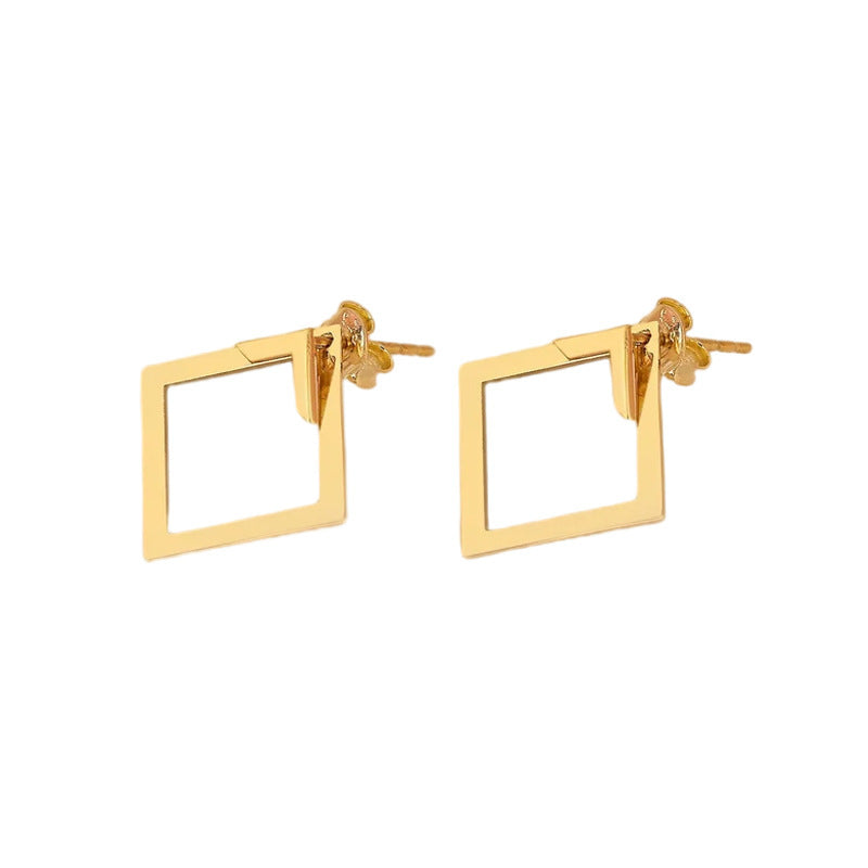 "Women's Simple European and American Style Square Geometric Earrings – Trendy Minimalist Metal Ear Jewelry"