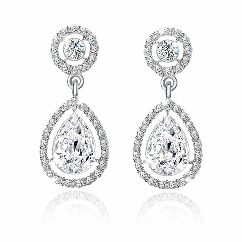 Simple Diamond-Set Zircon Earrings