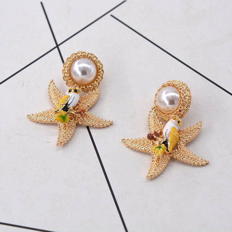 Starfish Pearl Earrings Earrings Korean Fashion Earrings