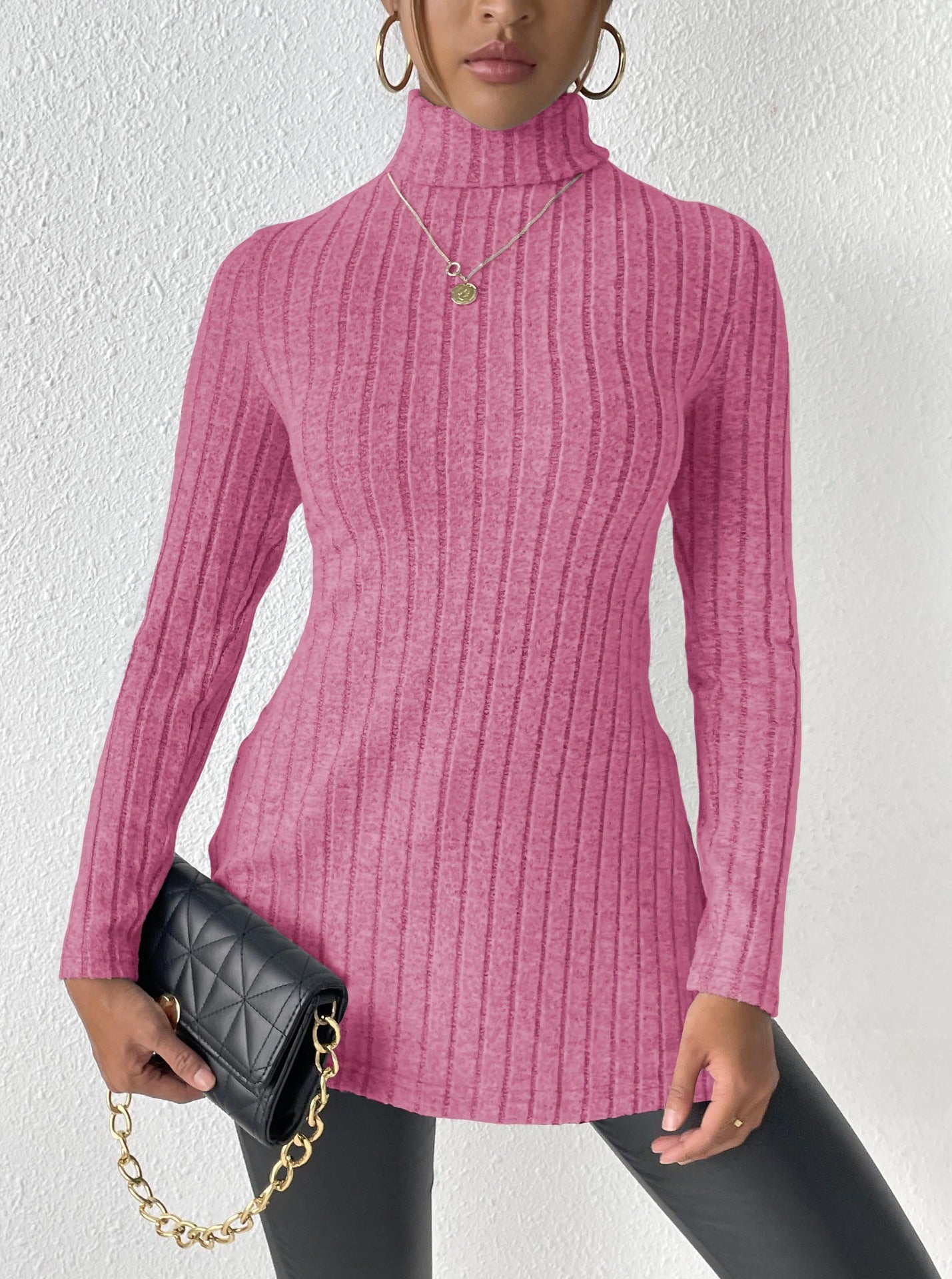 "Women's Turtleneck Pullover Sweater – Cozy & Chic Essential for Cooler Seasons"