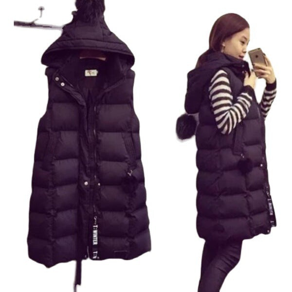 "Women's Mid-Length Down Cotton Vest – Cozy & Stylish Layered Coat"