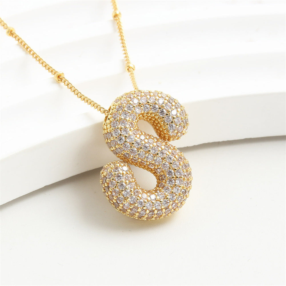 "Letter Pendant Bubble Necklace – Graceful 26 English Alphabet Charm Jewelry for Women"