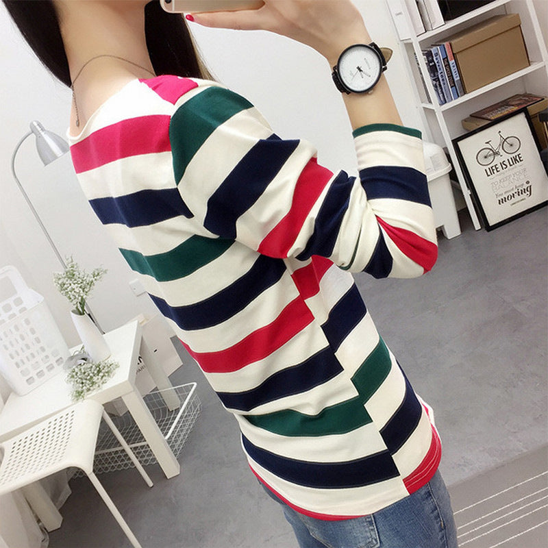 "Korean Spring and Autumn T-Shirt: Women's Fashionable Casual Top"