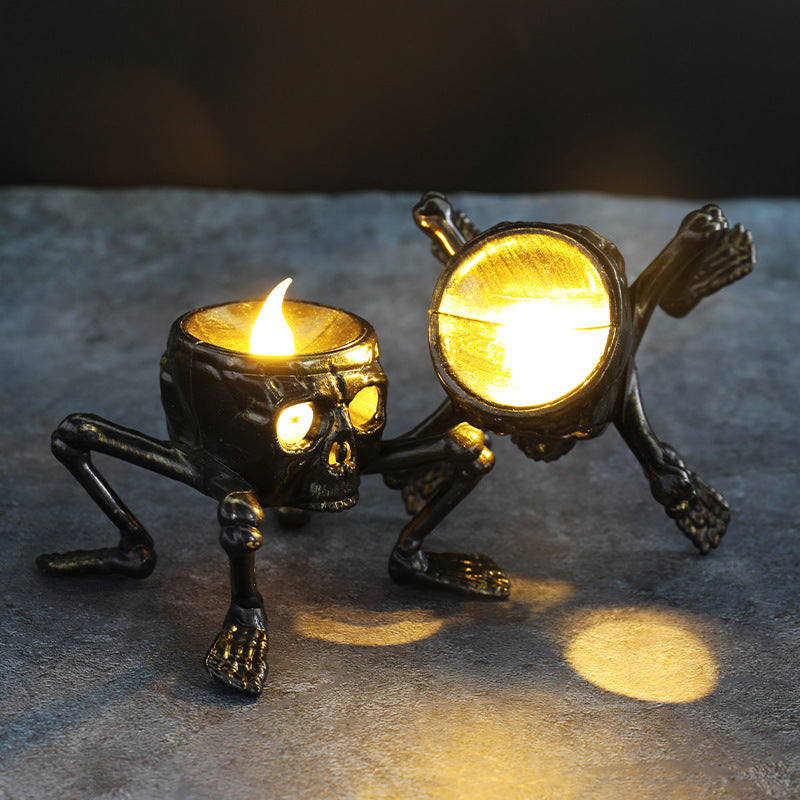 "Halloween Skull Hand and Foot Lantern – Spooky Atmosphere Decoration Prop with Candle Light for Night Display"