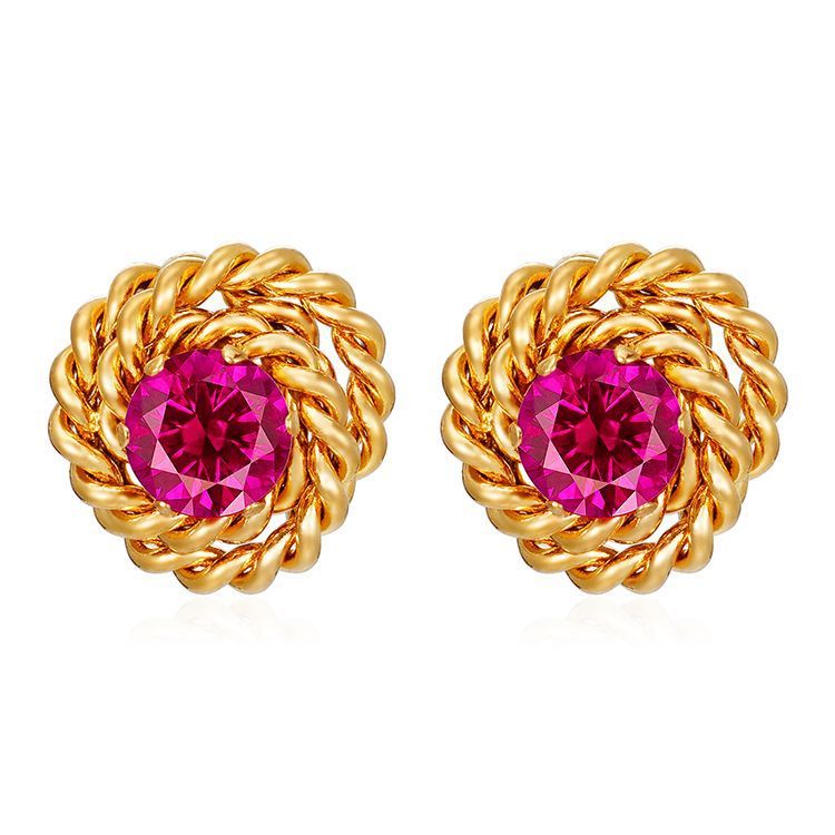 "Retro Trendy Rose Zircon Stud Earrings – Elegant Vintage-Inspired Glamour"