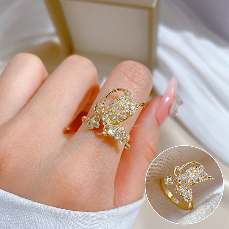 "Elegant High-Grade Zircon Ring for Women – Adjustable & Luxurious Design"