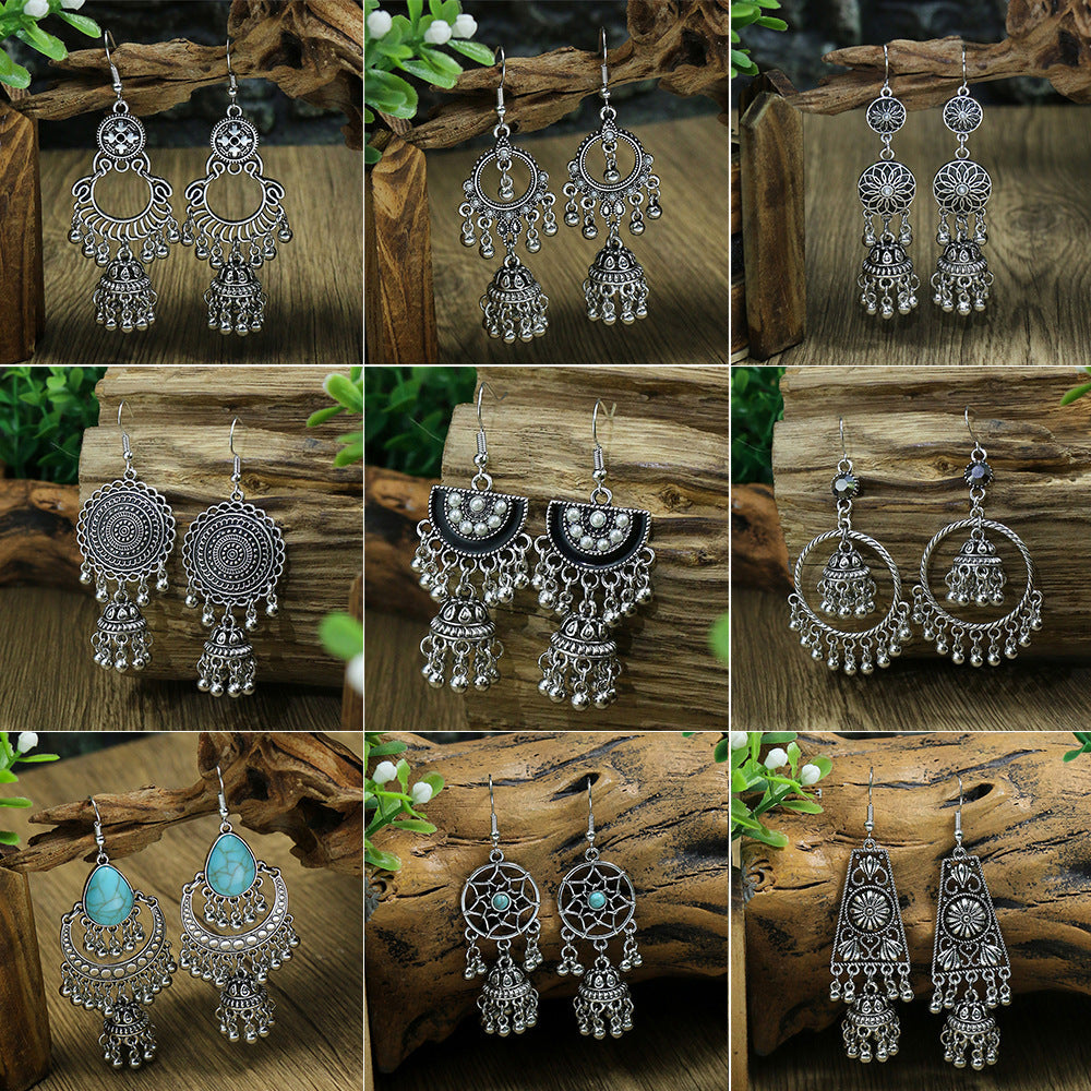 "Vintage Ethnic Style Bell Earrings – Timeless Elegance in Retro Design"