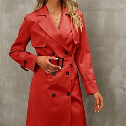 "European & American Autumn Women's Double-Breasted Fashion Casual Trench Coat"