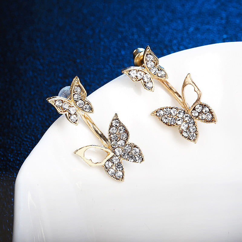 Zircon Hollow Full Diamond Butterfly Earrings