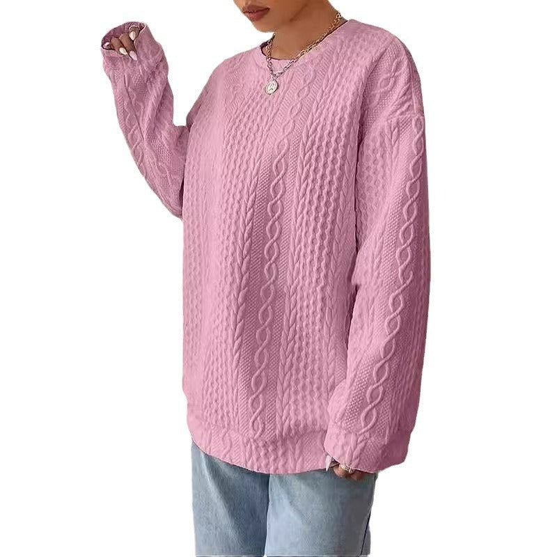 "Women's Casual & Comfortable Jacquard Round Neck Sweater – Effortless Style Meets Cozy Comfort"