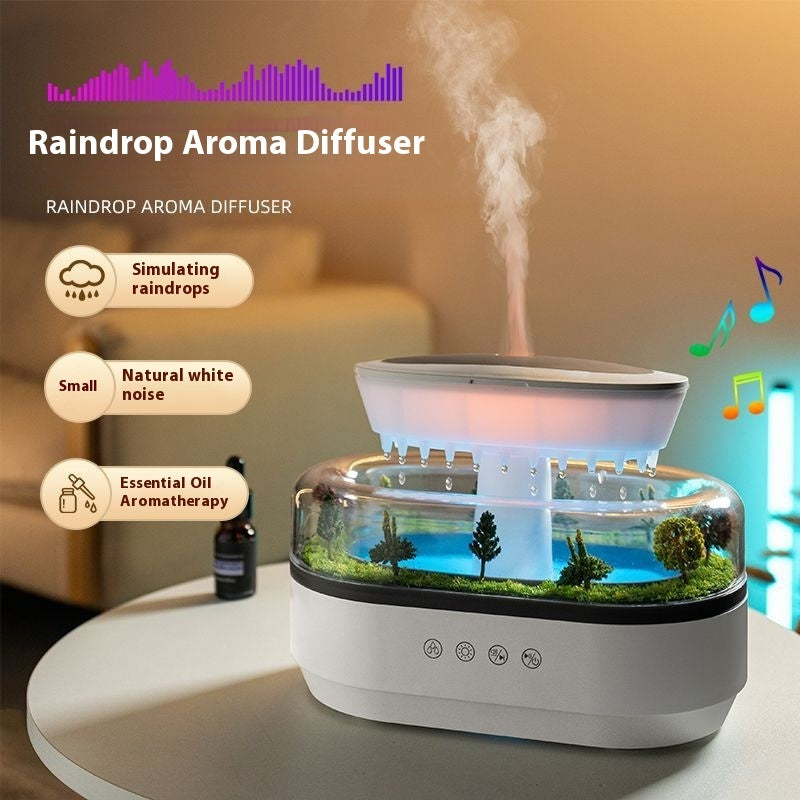 "Micro Landscape Aroma Diffuser: Raindrop Humidifier for a Relaxing Bedroom Atmosphere"