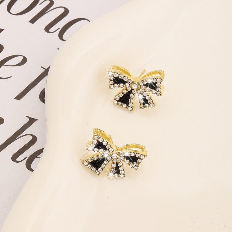 European And American Butterfly Diamond Stud Earrings For Women High Class Elegant