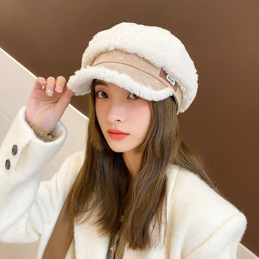 "Autumn & Winter Woolen Thick Warm Peaked Cap – Cozy Fashion for Cold Weather"