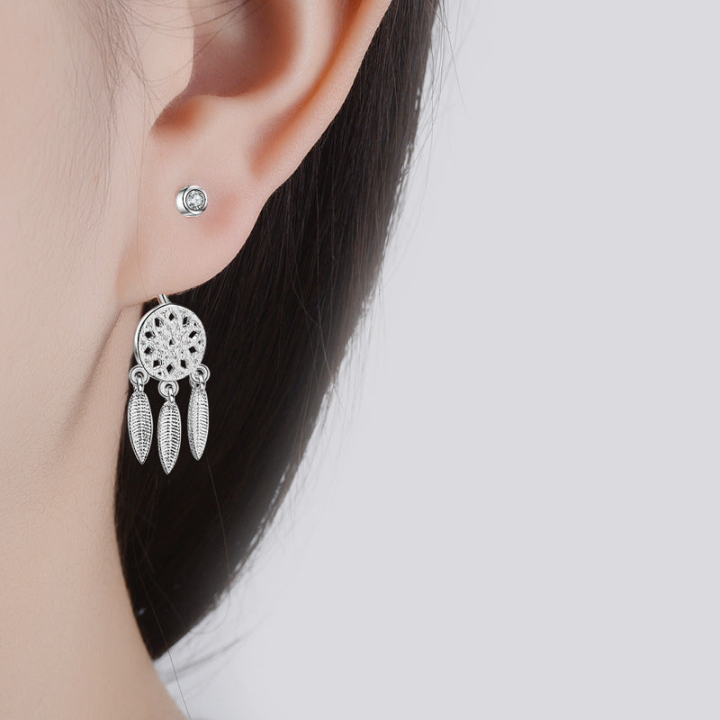 "Women's Fashion Feather Dream Catcher Ear Studs – Boho-Chic Statement Jewelry"